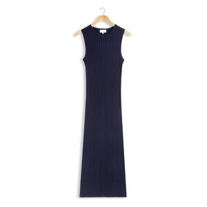 Cinnamon Sleeveless Crewneck Maxi Dress Ribbed Navy Blue M NWOT